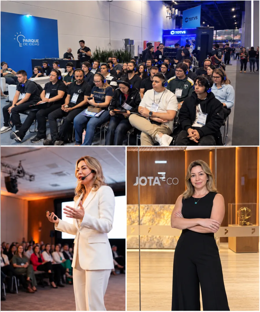 Débora Diniz palestrando para empresários e em eventos de tecnologia